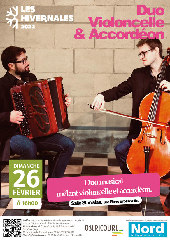 Affiche Février Duo violoncelle accordéon