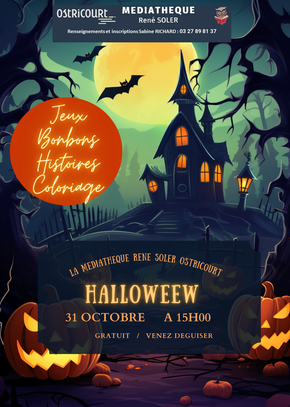 Blue and Orange Halloween Party Poster